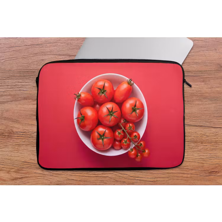 Laptop Sleeve - Dinner Plate - Red - Eten - Kom - Rood laptophoes neopreen klein
