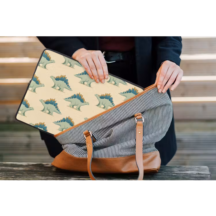 Dino - Patroon - Groen laptophoes neopreen klein 279 -tas