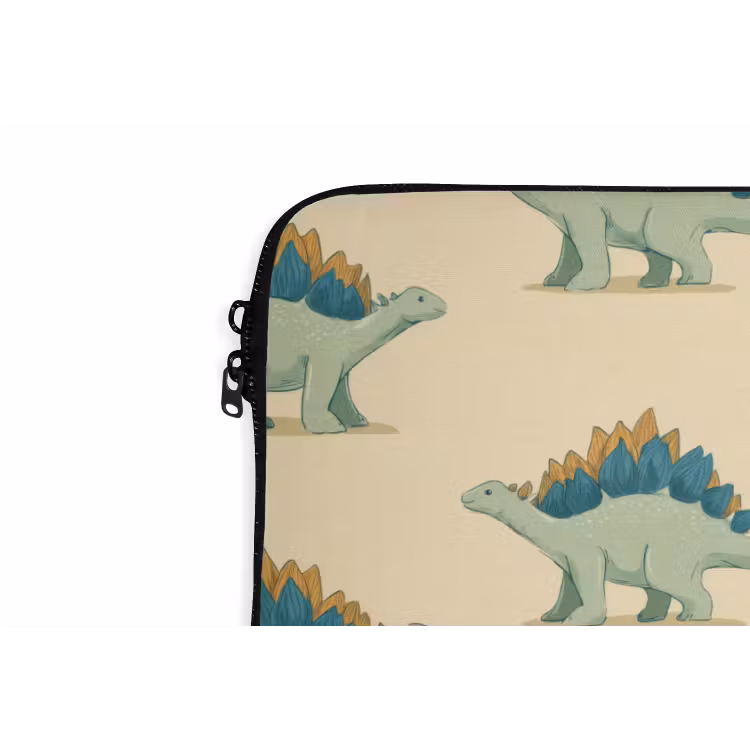 Dino - Patroon - Groen laptophoes neopreen klein 279 -detail