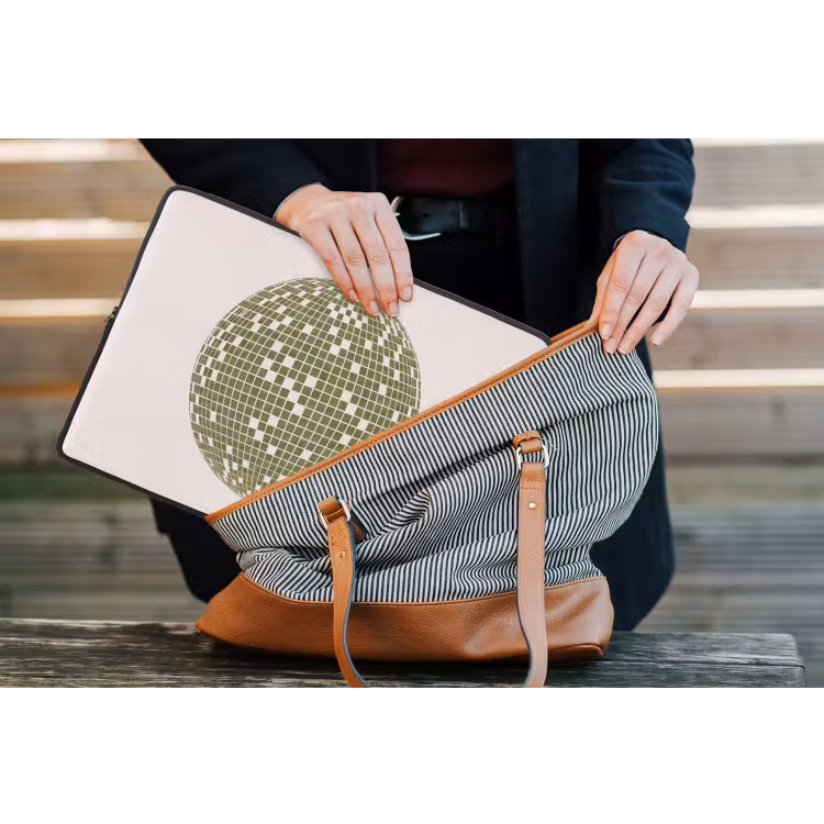 Disco - Bal - Groen - Abstract - Modern laptophoes neopreen klein -tas