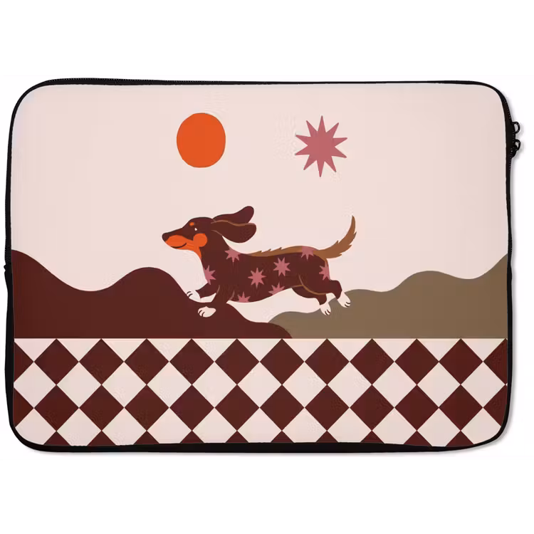 Hond - Abstract - Dieren - Modern - Bruin laptophoes neopreen klein -zkaufland3dotto