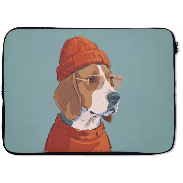 Hond - Beanie - Zonnebril - Dieren - Modern laptophoes neopreen klein -zkaufland3dotto