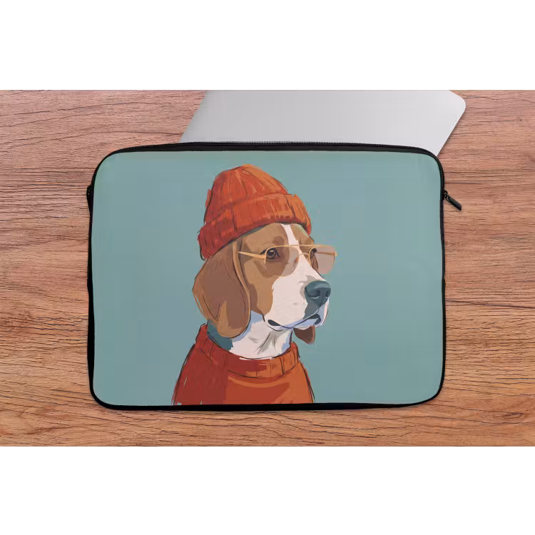 Hond - Beanie - Zonnebril - Dieren - Modern laptophoes neopreen klein -tafel