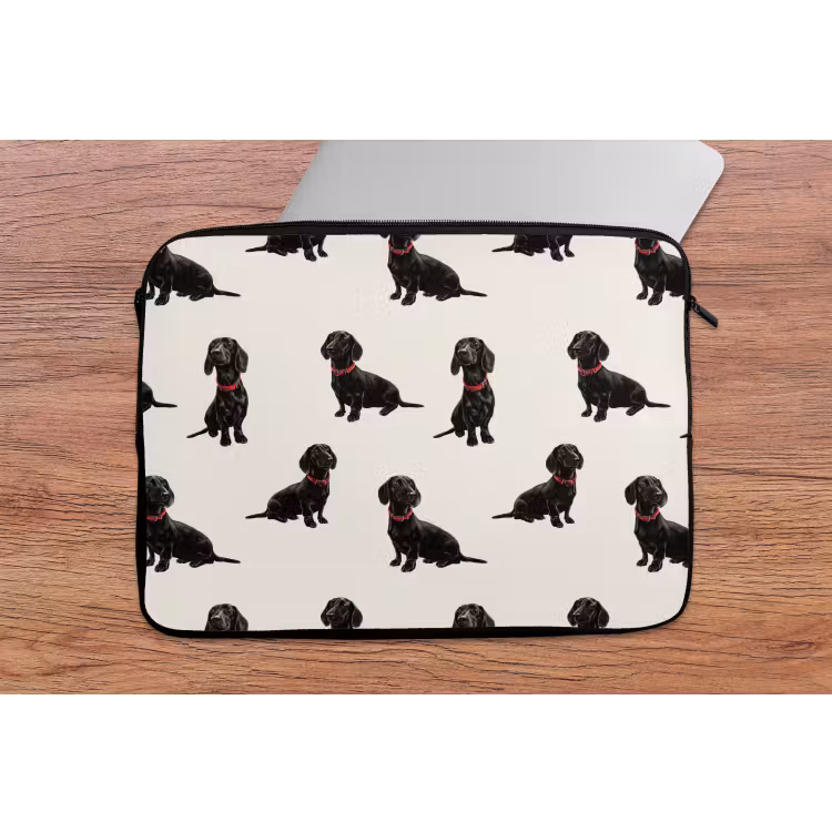 Hond - Patroon - Zwart laptophoes neopreen klein 279 -tafel