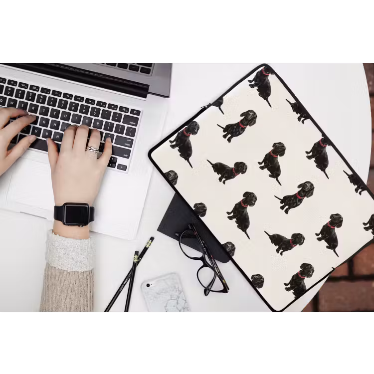 Hond - Patroon - Zwart laptophoes neopreen klein 279 -bureau