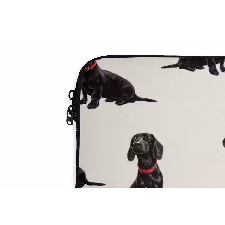 Hond - Patroon - Zwart laptophoes neopreen klein 279 -detail