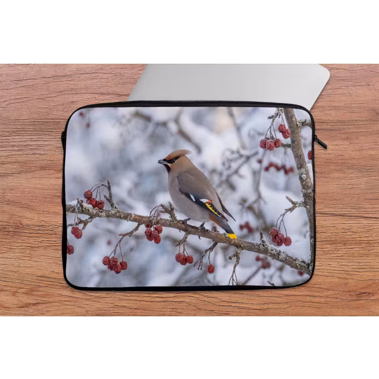 Pestvogel - Bessen - Winter - Natuur laptophoes neopreen klein -tafel