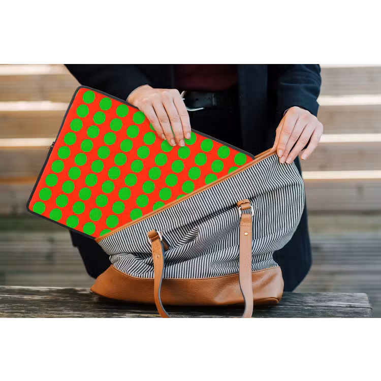Stippen - Patroon - Groen laptophoes neopreen klein 279 -tas