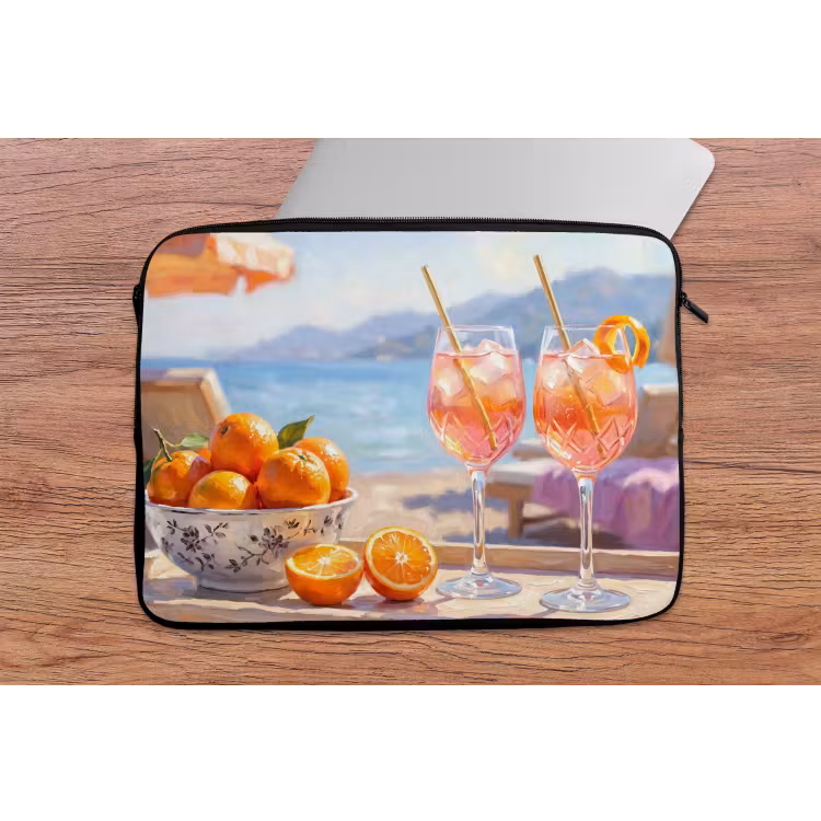 Drank - Glazen - Strand - Zomer - Oranje laptophoes neopreen klein -tafel