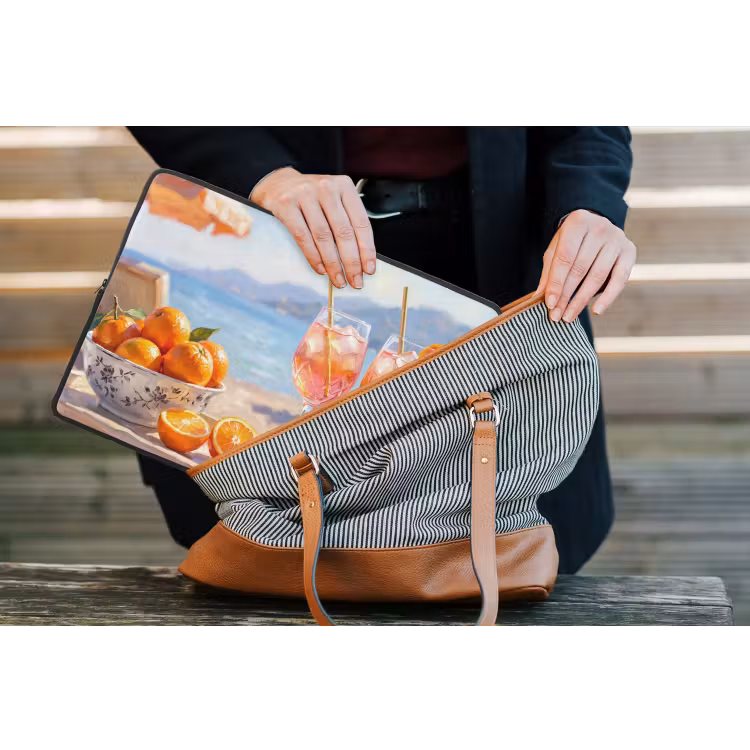 Drank - Glazen - Strand - Zomer - Oranje laptophoes neopreen klein -tas