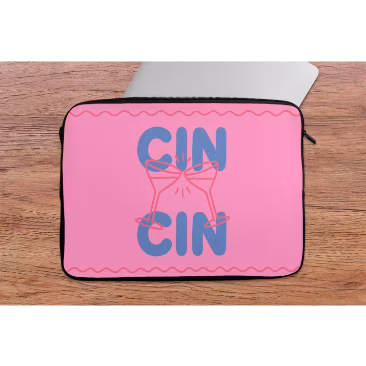 Drank - Glazen - Proost - Modern - Roze laptophoes neopreen klein -tafel