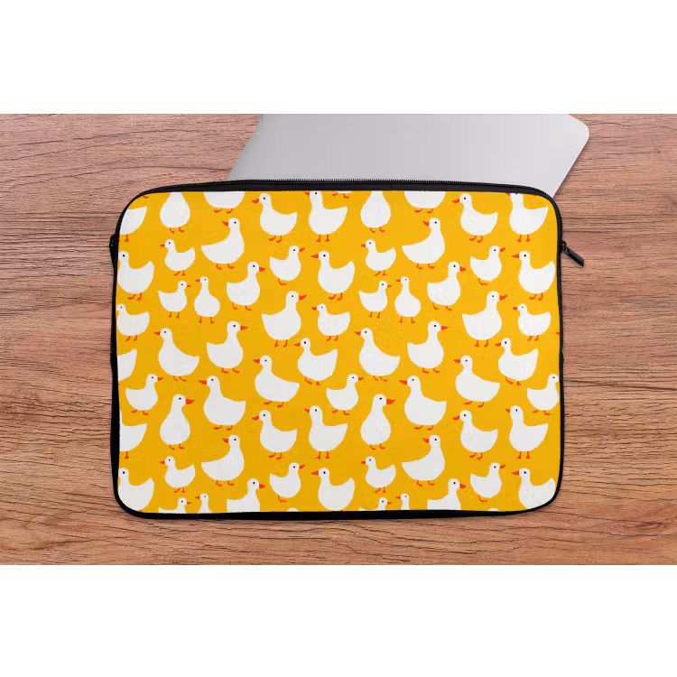 Eendjes - Patroon - Geel laptophoes neopreen klein 279 -tafel