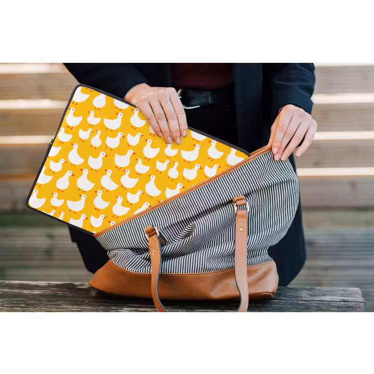 Eendjes - Patroon - Geel laptophoes neopreen klein 279 -tas