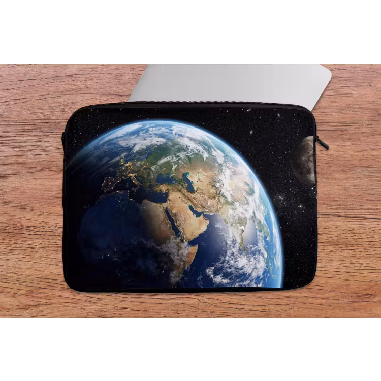 Aarde - Ruimte - Blauw - Groen laptophoes neopreen klein -tafel