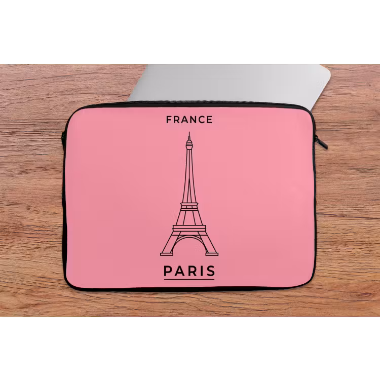 Eiffeltoren - Parijs - Architectuur - Minimalistisch - Roze laptophoes neopreen klein -tafel
