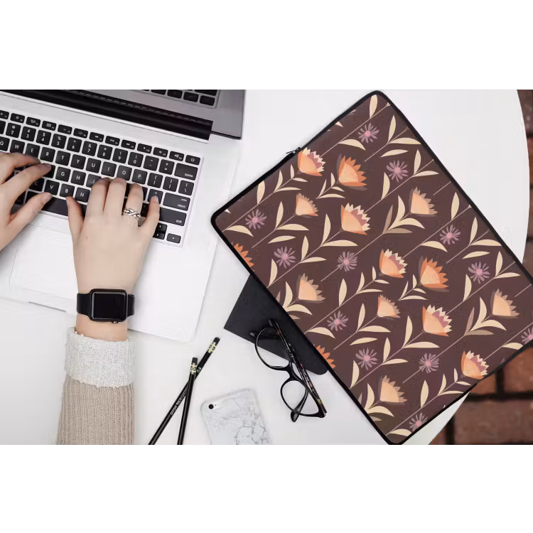 Elegant - Retro - Bruin laptophoes neopreen klein 279 -bureau