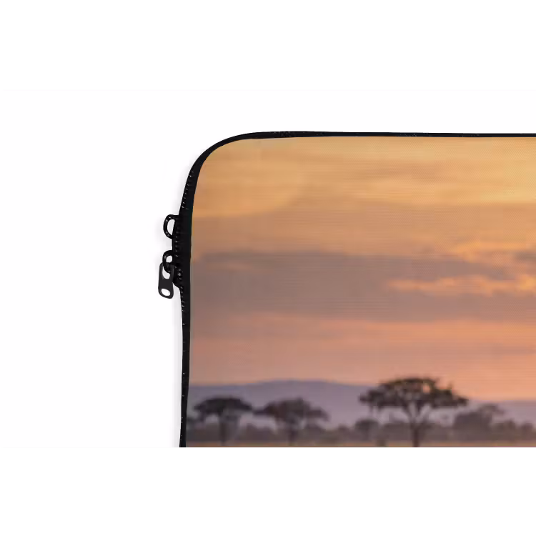 Olifanten - Savanne - Zonsondergang - Afrika - Warm laptophoes neopreen klein -detail