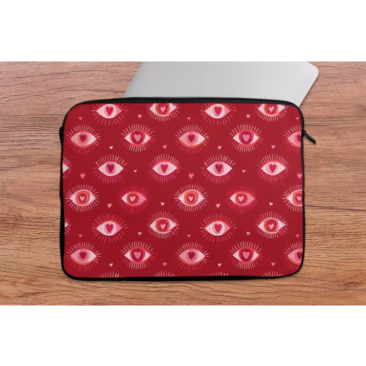 Ogen - Patroon - Roze - Donkerrood laptophoes neopreen klein 279 -tafel
