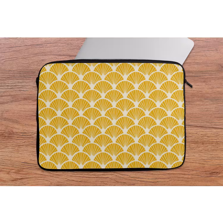 Waaiers - Art Deco - Retro - Okergeel laptophoes neopreen klein 279 -tafel