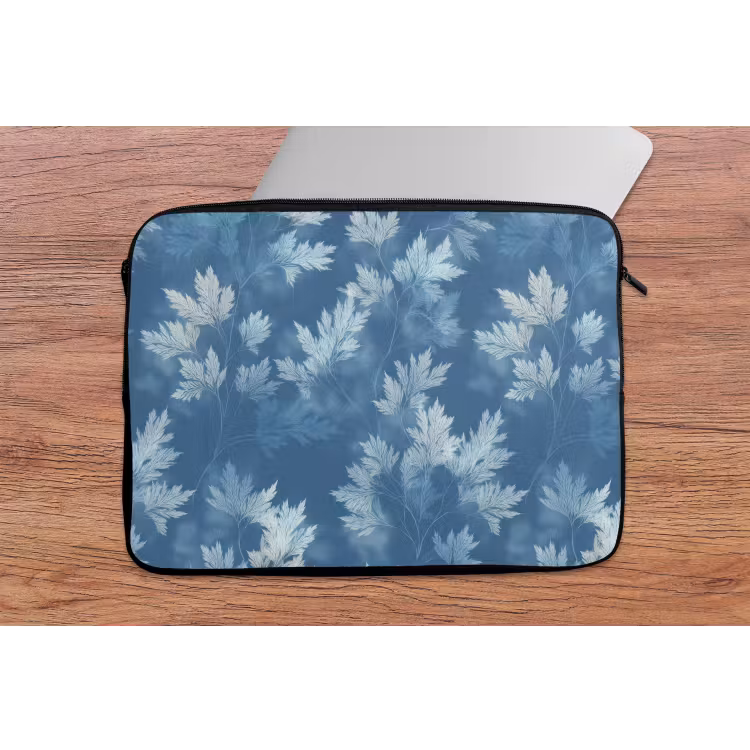 Varen - Botanisch - Patroon - Grijsblauw laptophoes neopreen klein 279 -tafel