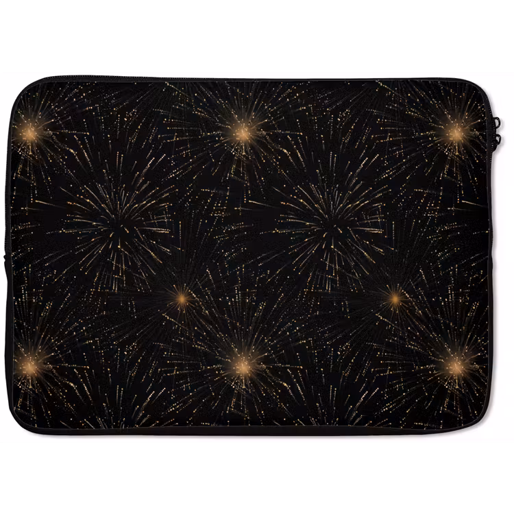 Vuurwerk - Patroon - Feestelijk - Goud - Zwart laptophoes neopreen klein 279 -zkaufland3dotto