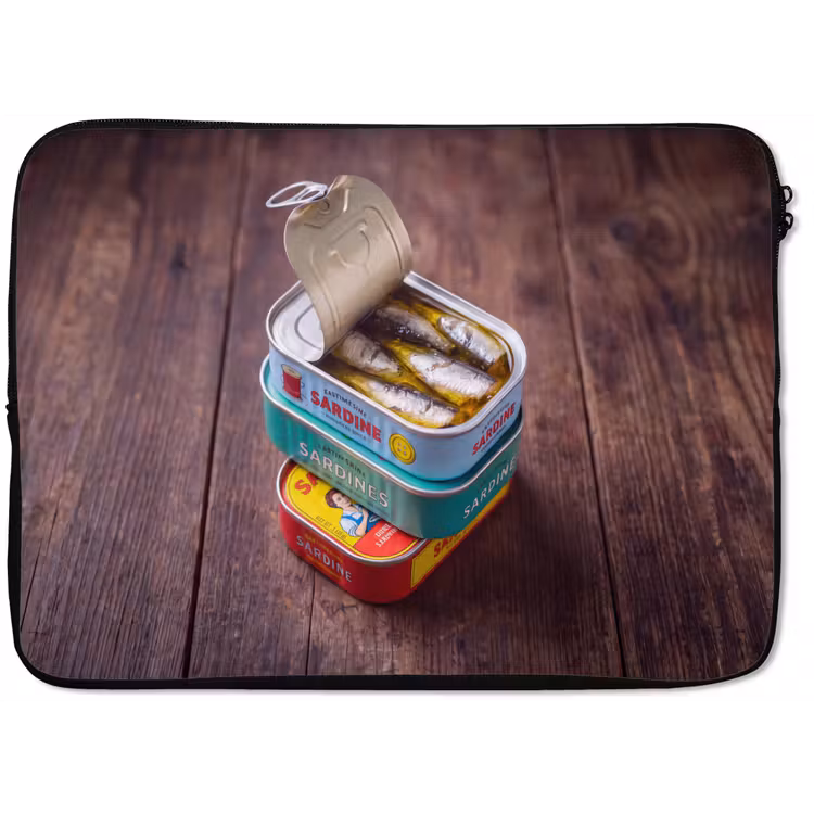 Laptop Sleeve - Fish - Cans - Kitchen - Vis - Blikjes - Keuken laptophoes neopreen klein