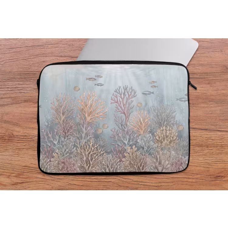 Vis - Koraal - Oceaan - Illustratie - Onderwater laptophoes neopreen klein -tafel