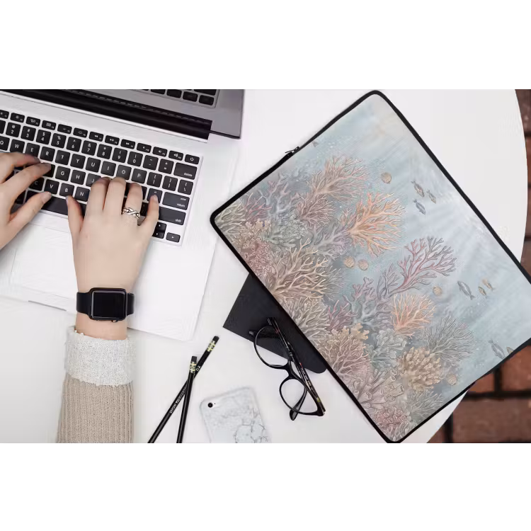 Vis - Koraal - Oceaan - Illustratie - Onderwater laptophoes neopreen klein -bureau