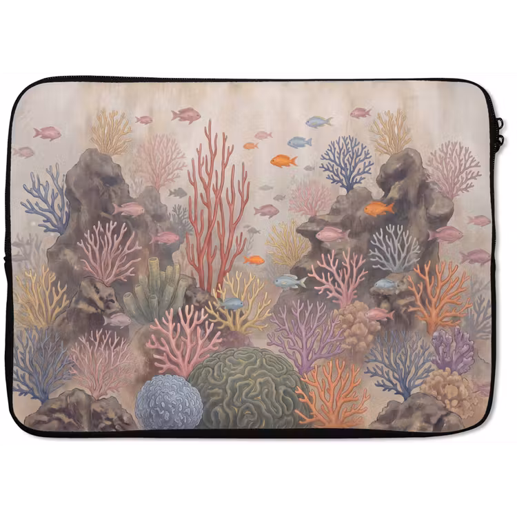 Vis - Koraalrif - Onderwaterwereld - Illustratie laptophoes neopreen klein -zkaufland3dotto