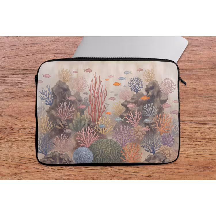 Vis - Koraalrif - Onderwaterwereld - Illustratie laptophoes neopreen klein -tafel
