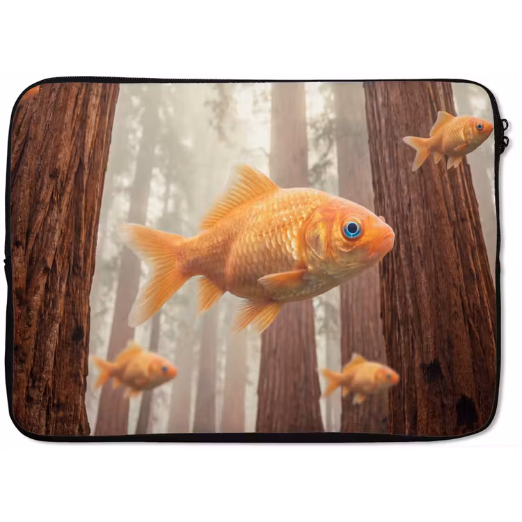 Laptop Sleeve - Fish - Forest - Fantasy - Vis - Bos - Fantasie laptophoes neopreen klein