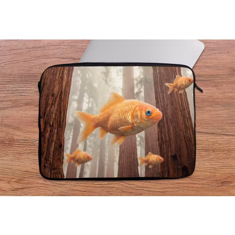 Laptop Sleeve - Fish - Forest - Fantasy - Vis - Bos - Fantasie laptophoes neopreen klein
