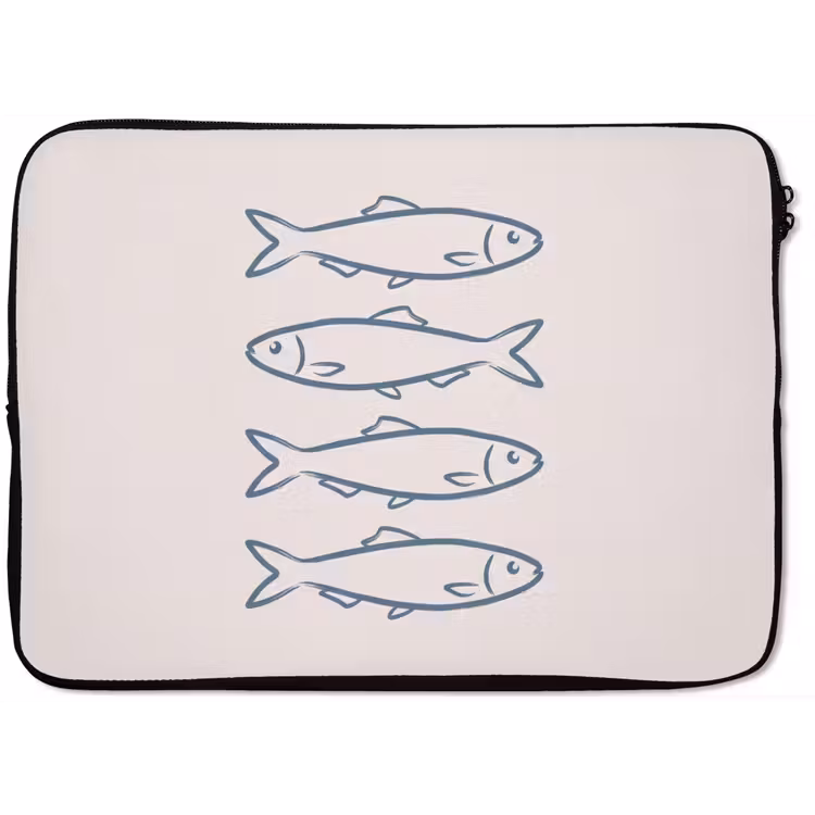 Vis - Vier - Dieren - Abstract - Blauw laptophoes neopreen klein -zkaufland3dotto