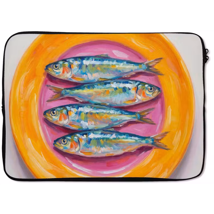 Vis - Vier - Eten - Modern - Kleurrijk laptophoes neopreen klein -zkaufland3dotto