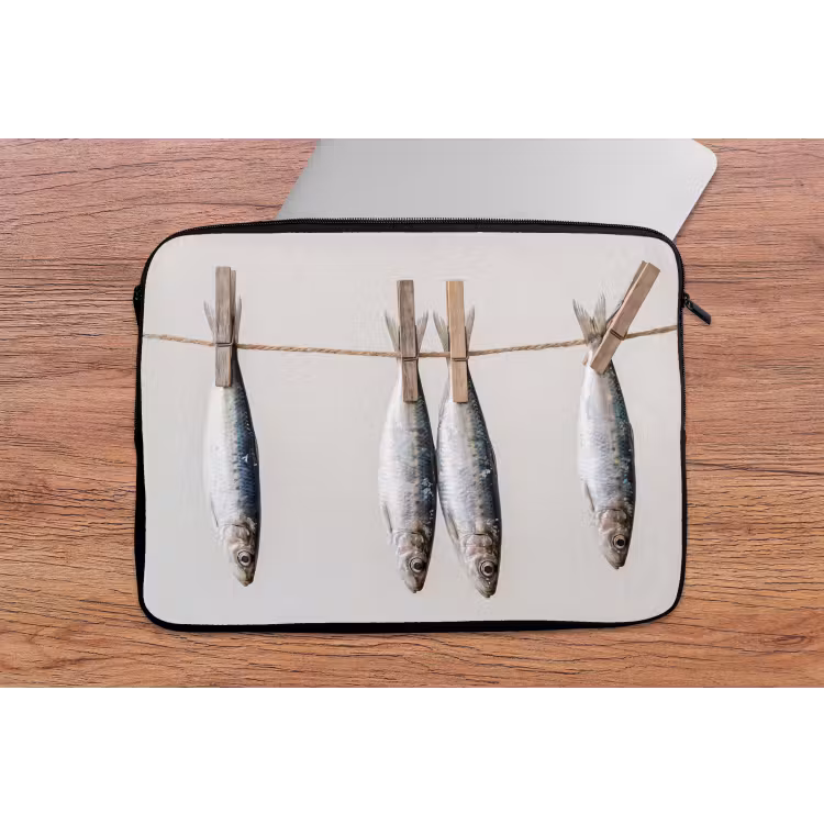 Laptop Sleeve - Fish - Hanging - Food - Vis - Hangend - Eten laptophoes neopreen klein