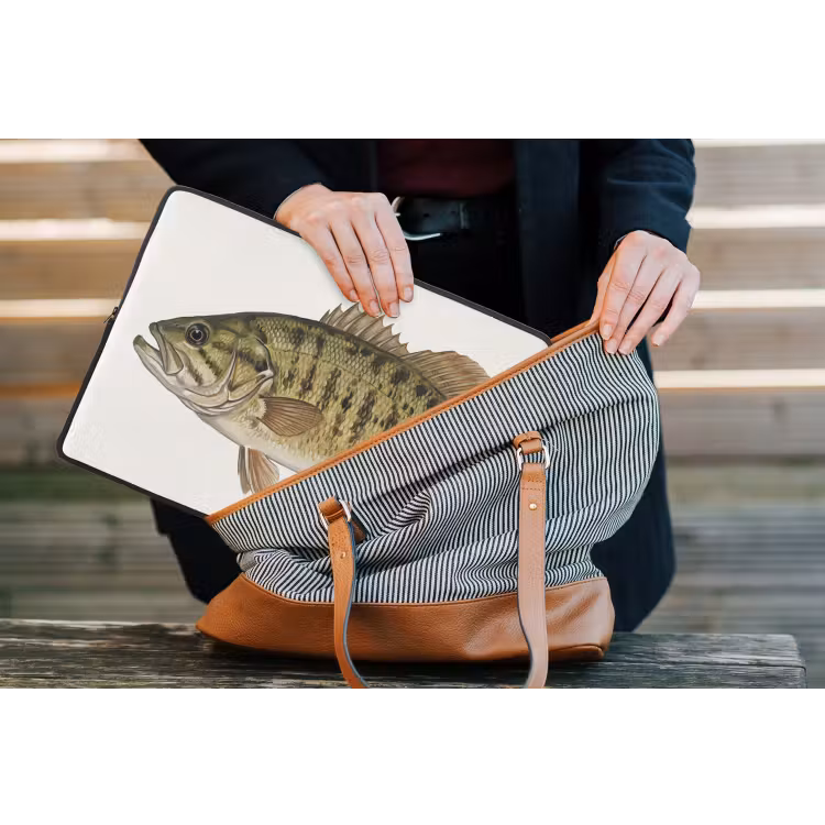 Vissen - Natuur - Vintage laptophoes neopreen klein -tas