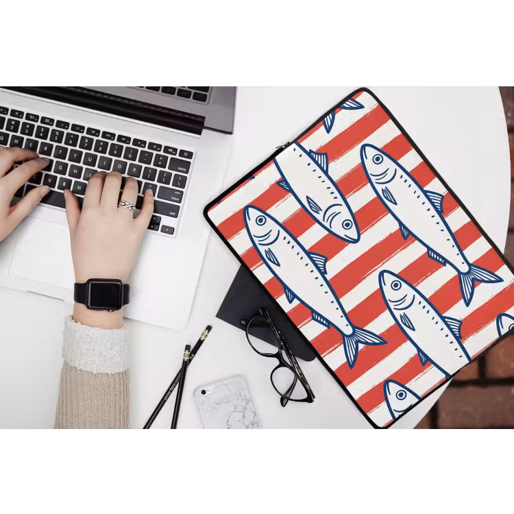 Vis - Patroon - Strepen - Illustratie - Rood laptophoes neopreen klein -bureau