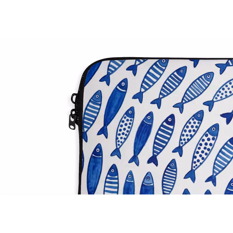 Vis - Patroon - Onderwater - Abstract - Blauw laptophoes neopreen klein -detail