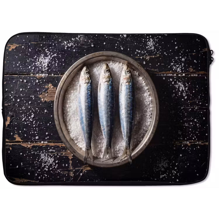 Laptop Sleeve - Fish - Salt - Food - Vis - Zout - Eten laptophoes neopreen klein