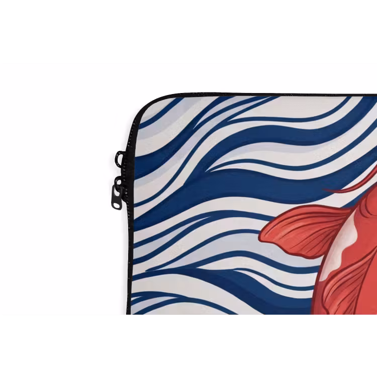 Vis - Water - Natuur - Illustratie - Rood laptophoes neopreen klein -detail