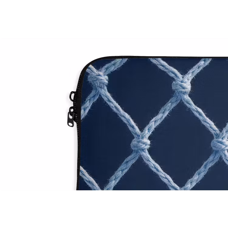 Visnet - Touw - Patroon - Marineblauw laptophoes neopreen klein 279 -detail