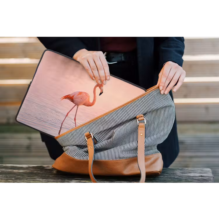 Flamingo - Water - Roze laptophoes neopreen klein -tas