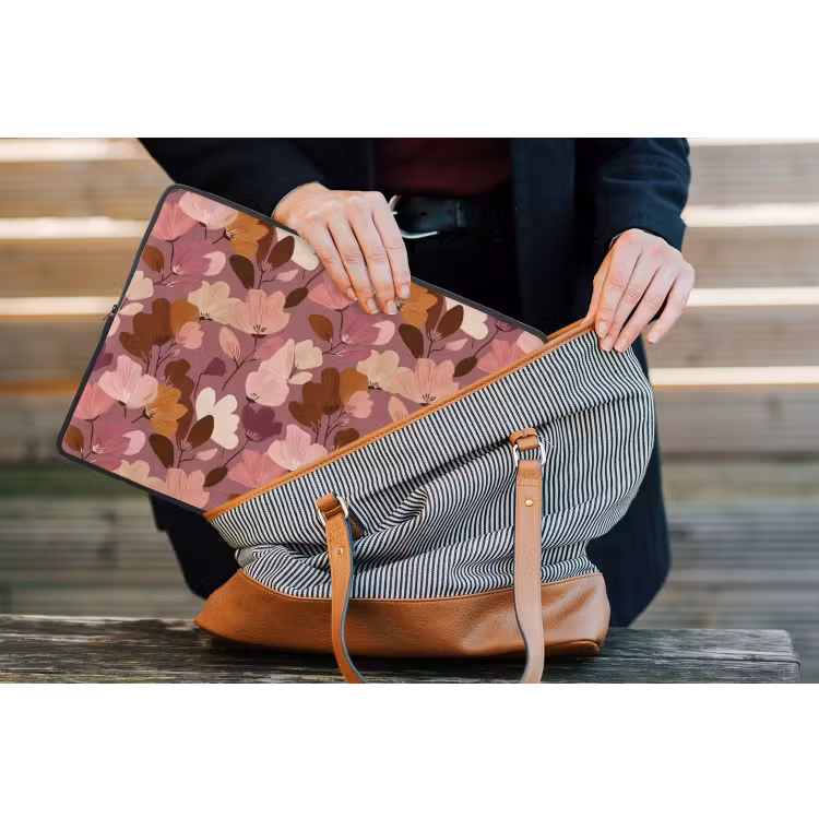 Bloem - Patroon - Roze laptophoes neopreen klein 279 -tas