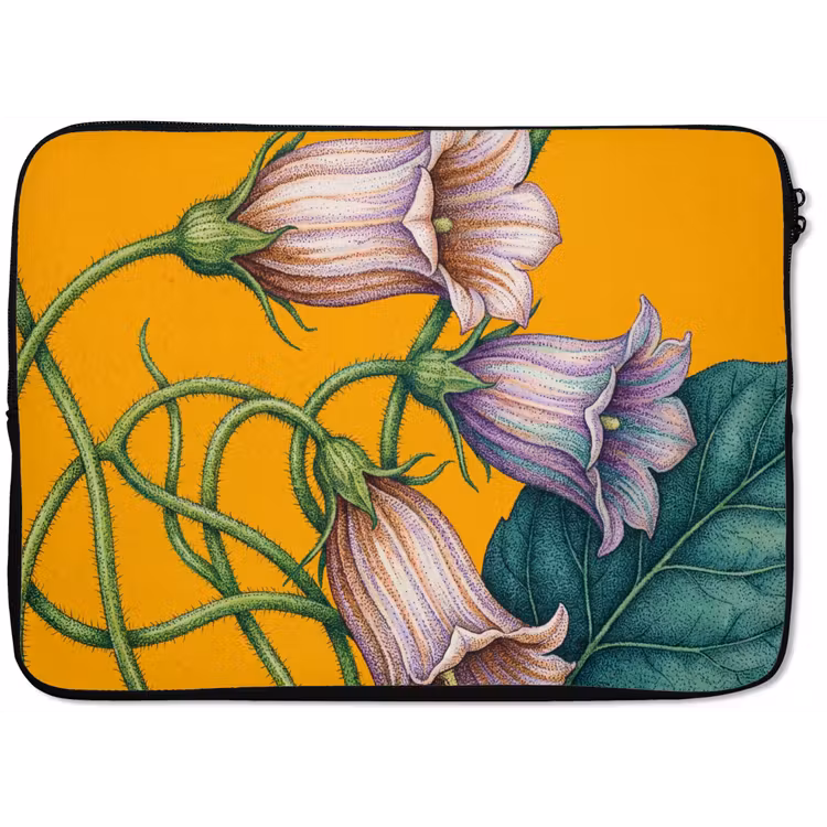 Laptop Sleeve - Flowers - Botanical - Yellow - Bloemen - Botanisch - Geel laptophoes neopreen klein