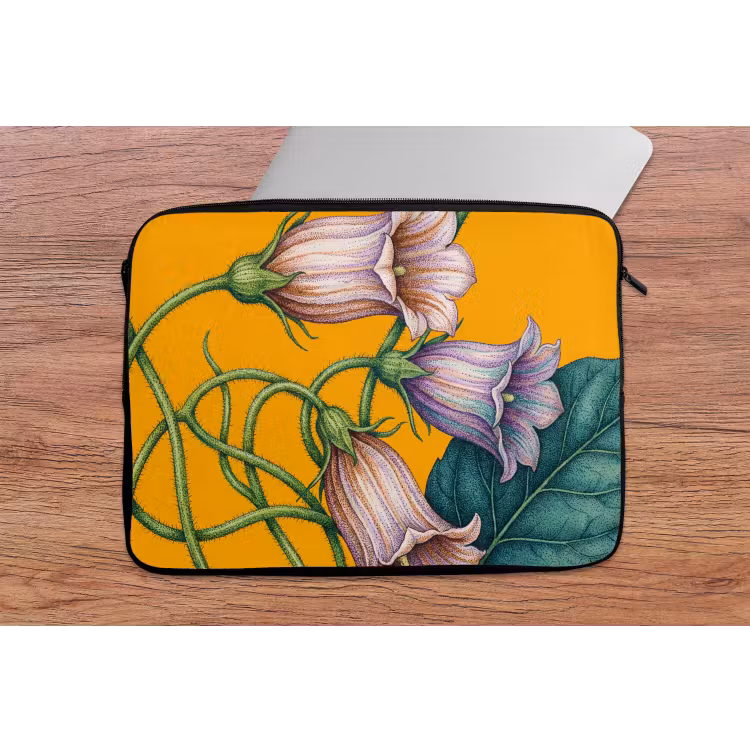 Laptop Sleeve - Flowers - Botanical - Yellow - Bloemen - Botanisch - Geel laptophoes neopreen klein