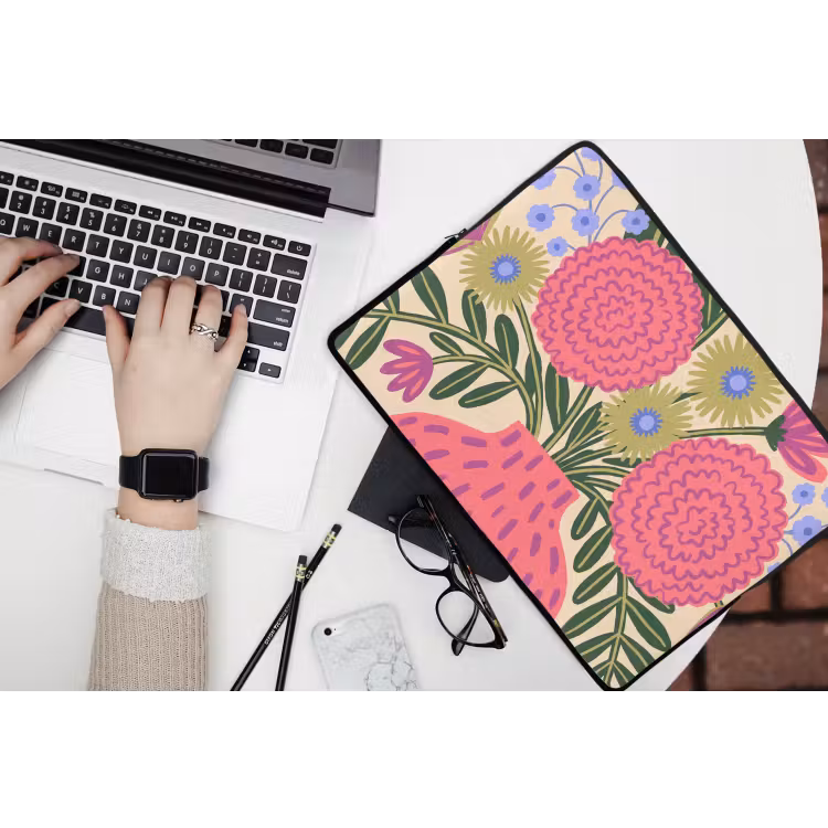 Bloemen - Boeket - Natuur - Abstract - Roze laptophoes neopreen klein -bureau