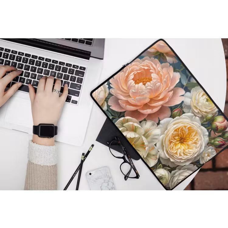 Bloemen - Boeket - Natuur - Klassiek - Kleurrijk laptophoes neopreen klein -bureau