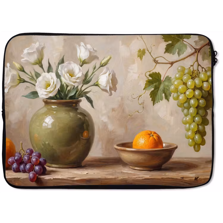 Laptop Sleeve - Flowers - Fruit - Still Life - Bloemen - Fruit - Stilleven laptophoes neopreen klein
