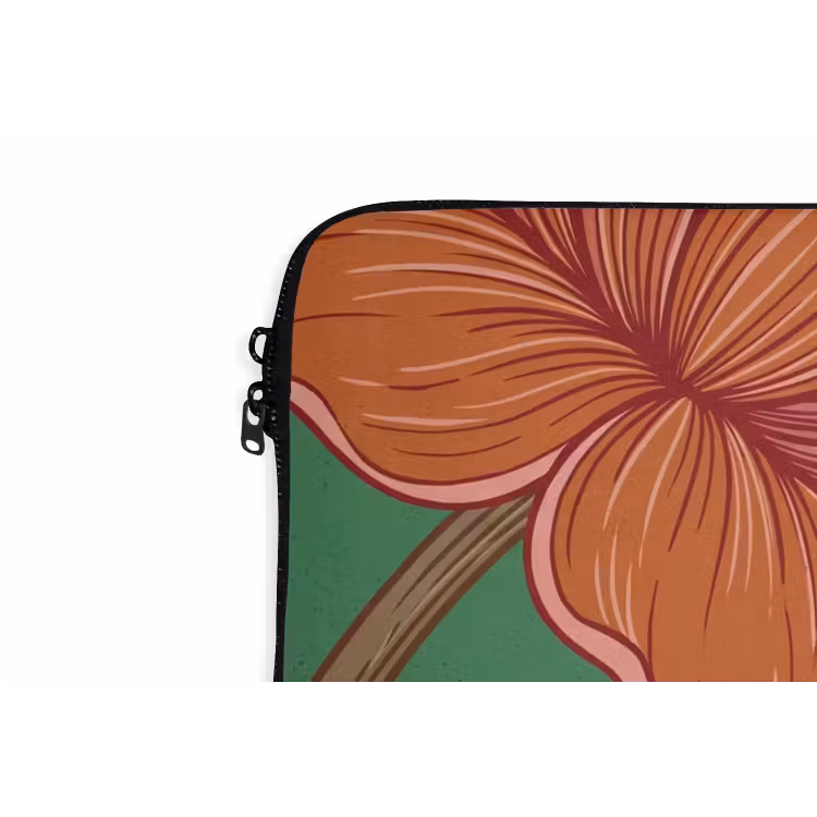 Laptop Sleeve - Flowers - Greenery - Illustration - Bloemen - Groen - Illustratie laptophoes neopreen klein