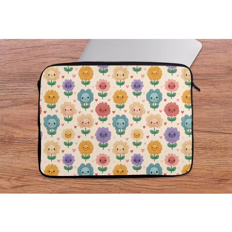 Bloemen - Hartjes - Kleurrijk laptophoes neopreen klein 279 -tafel
